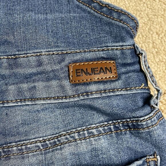 EnJean Denim Bib Overalls Medium Wash Distressed Women's Size M - Picture 6 of 13
